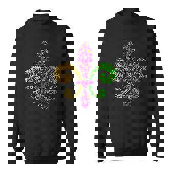 Funny Mardi Gras Leopard Fleur De Lys Symbol Mardi Gras Sweatshirt - Seseable