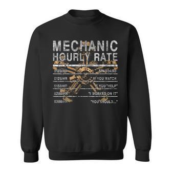 Funny Mechanic Hourly Rate Gift Funny Mechanic Men Women Sweatshirt Graphic Print Unisex - Thegiftio