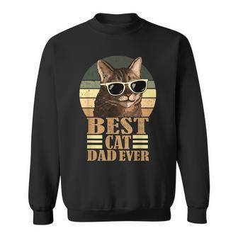 Funny Mens Vintage Retro Best Cat Dad Ever V2 Sweatshirt - Seseable