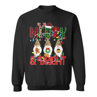 Funny Merry And Bright Christmas Lights Xmas Holiday Gnomes V8 Men Women Sweatshirt Graphic Print Unisex - Thegiftio UK
