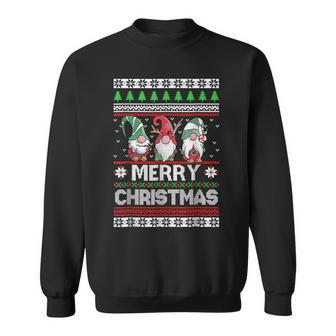 Funny Merry Christmas With Gnomies Ugly Christmas Sweater Men Women Sweatshirt Graphic Print Unisex - Thegiftio UK