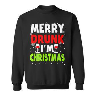 Funny Merry Drunk Im Christmas Naughty Drinking Quotes Men Women Sweatshirt Graphic Print Unisex - Seseable