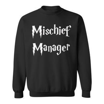 Funny Mischief Manager Kids Mom & Dad Gift Sweatshirt - Seseable