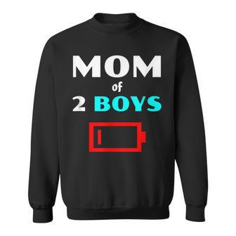Funny Mom Of 2 Boys Tired Mother With Two Sons Low Battery Sweatshirt | Mazezy