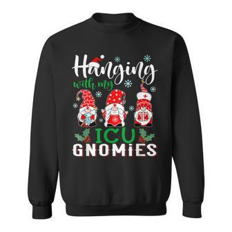 Funny My Icu Gnomies Nurse Christmas Santa Hat Men Women Sweatshirt Graphic Print Unisex - Thegiftio UK