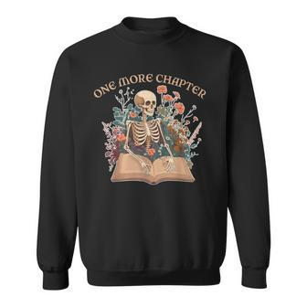 Funny One More Chapter Retro Skeleton Vintage Book Lover Sweatshirt | Mazezy