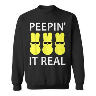 Funny Peepin It Real Happy Easter Bunny Sweatshirt | Mazezy