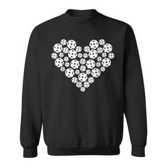 Funny Pickleball Love Heart Shape Valentine Men Women Sweatshirt Graphic Print Unisex - Seseable