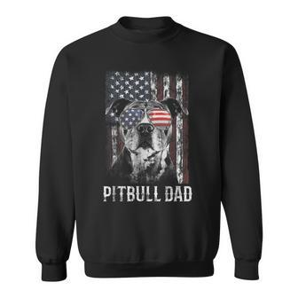 Funny Pitbull Dad American Flag 4Th Of July Dog Fathers Day Sweatshirt - Thegiftio UK