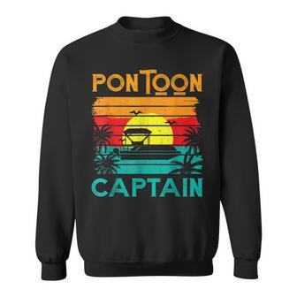Funny Pontoon Captain Retro Vintage Style Pontoon Boat Sweatshirt - Seseable