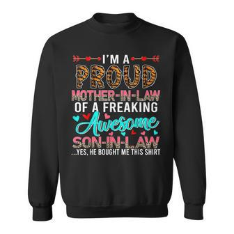 Funny Proud Mother In Law Of A Freaking Awesome Son In Law Sweatshirt - Thegiftio UK