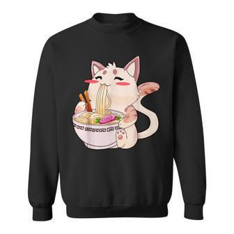 Funny Ramen Cat Kawaii Anime Japanese Food Cat Lovers Gifts V5 Men Women Sweatshirt Graphic Print Unisex - Thegiftio UK