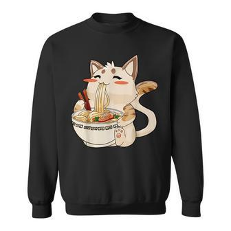 Funny Ramen Cat Kawaii Anime Japanese Food Cat Lovers Gifts V9 Men Women Sweatshirt Graphic Print Unisex - Thegiftio UK