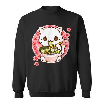 Funny Ramen Cat Kawaii Anime Ramen Cat Lovers Kawaii Neko V15 Men Women Sweatshirt Graphic Print Unisex - Thegiftio UK