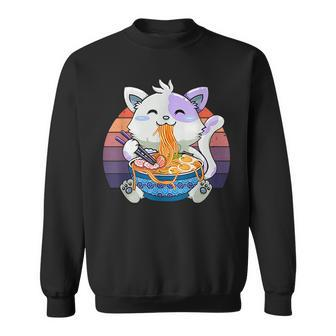 Funny Ramen Cat Kawaii Anime Ramen Cat Lovers Kawaii Neko V4 Men Women Sweatshirt Graphic Print Unisex - Thegiftio UK