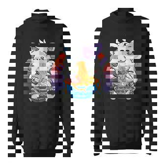 Funny Ramen Cat Kawaii Anime Ramen Cat Lovers Kawaii Neko V4 Men Women Sweatshirt Graphic Print Unisex - Thegiftio