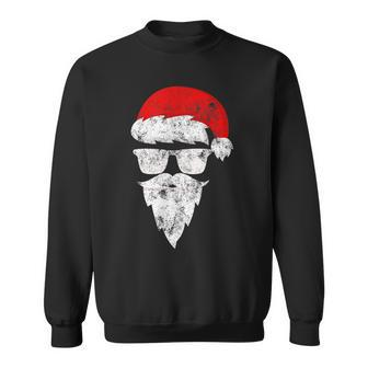Funny Santa Claus Face Sunglasses With Hat Beard Christmas Men Women Sweatshirt Graphic Print Unisex - Seseable