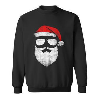 Funny Santa Claus Face Sunglasses With Hat Beard Christmas Tshirt Sweatshirt - Monsterry DE