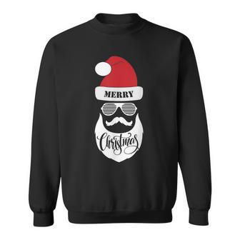 Funny Santa Claus Face Sunglasses With Hat Beard Christmas V3 Men Women Sweatshirt Graphic Print Unisex - Seseable