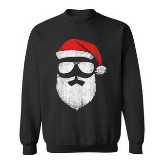 Funny Santa Claus Face Sunglasses With Hat Beard Christmas V4 Men Women Sweatshirt Graphic Print Unisex - Seseable