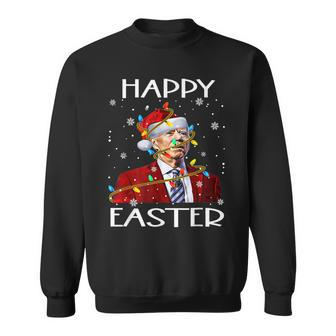 Funny Santa Joe Biden Happy Easter Lights Christmas Men Women Sweatshirt Graphic Print Unisex - Seseable