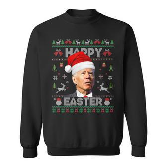 Funny Santa Joe Biden Happy Easter Ugly Christmas Long Men Women Sweatshirt Graphic Print Unisex - Seseable