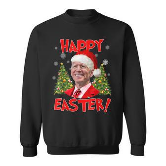 Funny Santa Joe Biden Happy Easter Ugly Christmas Us Flag Men Women Sweatshirt Graphic Print Unisex - Seseable