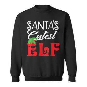 Funny Santas Cutest Elf Christmas Matching Family Gifts Men Women Sweatshirt Graphic Print Unisex - Seseable