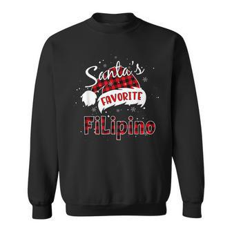 Funny Santas Favorite Filipino Christmas Plaid Buffalo Xmas Men Women Sweatshirt Graphic Print Unisex - Seseable