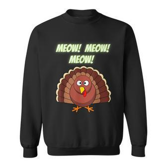 Funny Sarcastic Thanksgiving Day Meow Meow Turkey Design Men Women Sweatshirt Graphic Print Unisex - Seseable