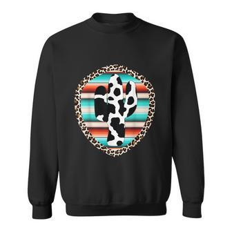 Funny Serape Cow Print Cactus Leopard Print Turquoise V2 Sweatshirt - Monsterry UK