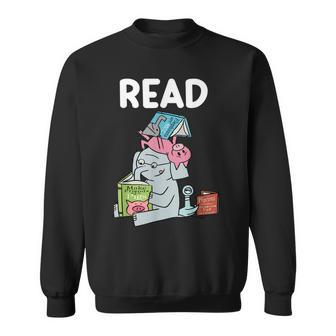Funny Teacher Library Read Book Club Piggie Elephant Pigeons V5 Men Women Sweatshirt Graphic Print Unisex - Thegiftio UK