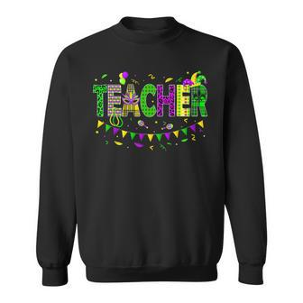 Funny Teacher Mardi Gras Family Matching Outfit V2 Sweatshirt - Seseable