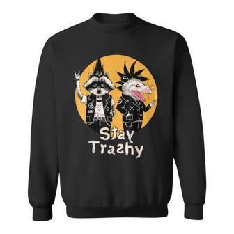 Funny Team Trash Stay Trashy Raccoons Opossums Squad Retro Sweatshirt - Seseable