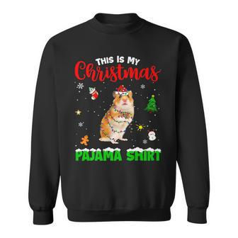 Funny This Is My Christmas Pajama Hamster Red Plaid Men Women Sweatshirt Graphic Print Unisex - Seseable