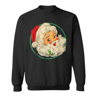 Funny Vintage Red Santa Claus Red Christmas Design V2 Men Women Sweatshirt Graphic Print Unisex - Seseable
