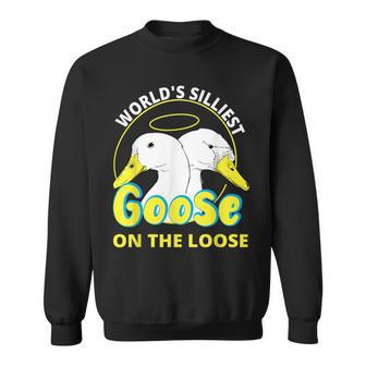 Funny Worlds Silliest Goose On The Loose For Women Sweatshirt | Mazezy