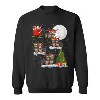 Funny Xmas Lighting Tree Santa Riding Yorkie Christmas Men Women Sweatshirt Graphic Print Unisex - Seseable
