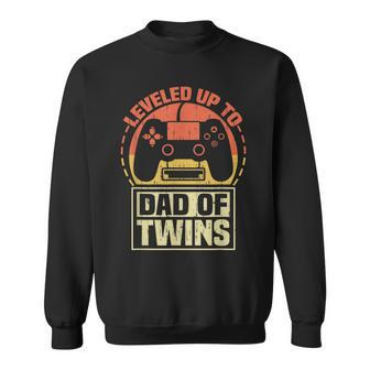 Gamer Dad Fathers Day Leveled Up To Dad Of Twins Vintage Sweatshirt - Seseable