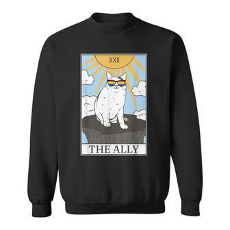 Gay Pride Pride Sunglasses Ally Cat Tarot Card Sweatshirt | Mazezy