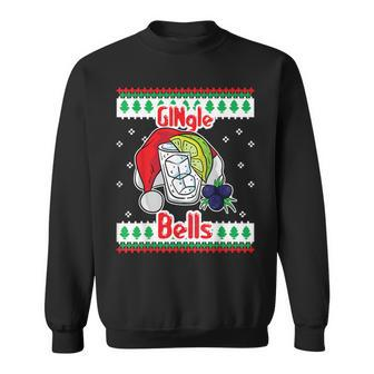 Gingle Bells Gin Tonic Glass Santa Ugly Christmas Sweater Men Women Sweatshirt Graphic Print Unisex - Thegiftio UK