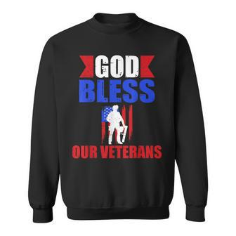 God Bless Our Veterans - Us Military Appreciation Men Women Sweatshirt Graphic Print Unisex - Thegiftio UK