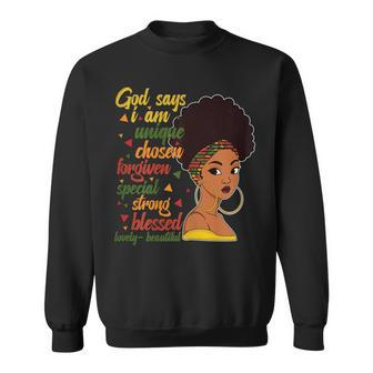 God Says I Am Black History Black History Month 2023 Men Women Sweatshirt Graphic Print Unisex - Thegiftio UK