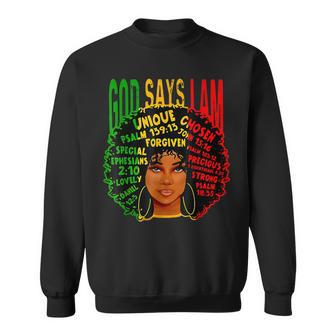 God Says I Am Black Woman Melanin Africa Black History Queen V2 Sweatshirt - Seseable