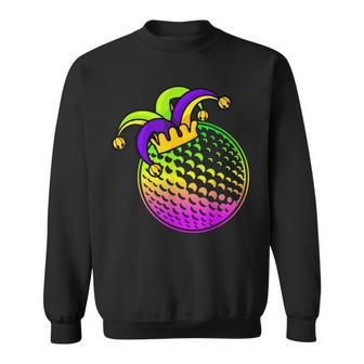 Golf Ball With Jester Hat Mardi Gras Fat Tuesday Parade Men Sweatshirt - Seseable