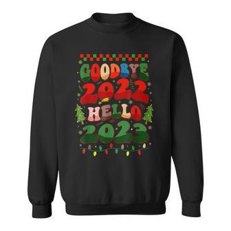 Goodbye 2022 Hello 2023 Happy New Year Christmas Xmas Groovy V2 Men Women Sweatshirt Graphic Print Unisex - Thegiftio UK