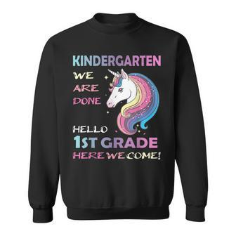 Goodbye Kindergarten Hello 1St Grade Unicorn Girls 2023 Grad Sweatshirt - Thegiftio UK