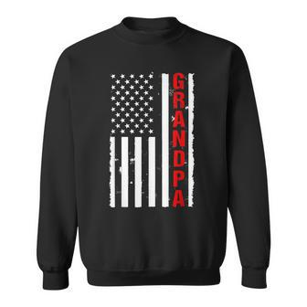 Grandpa Usa Flag Firefighter Thin Red Line Fireman Gift Sweatshirt - Seseable