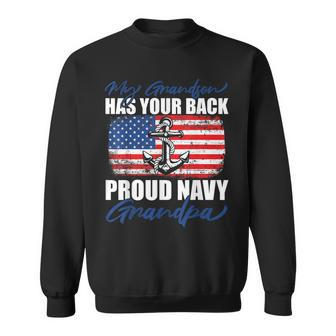 Grandson Proud Navy Grandpa Anchor Sweatshirt - Seseable