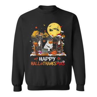 Great Dane Happy Hallothanksmas Halloween Thanksgiving Xmas Men Women Sweatshirt Graphic Print Unisex - Thegiftio UK